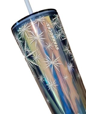 STARBUCKS‎ SNOWFLAKES METALLIC IRIDESCENT TUMBLER 24OZ (TXAUP)